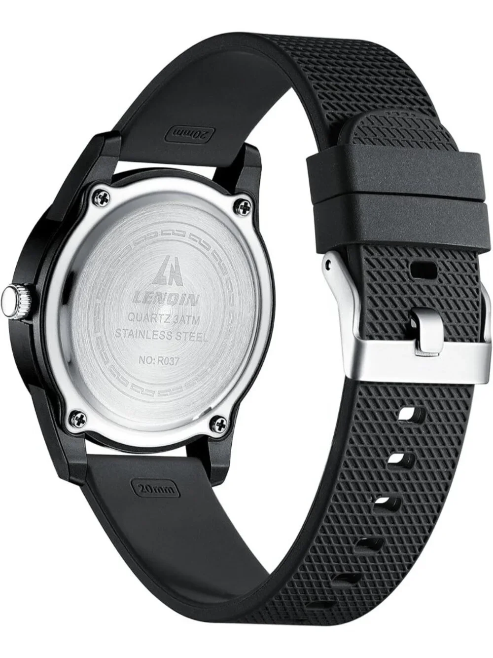 Men's All Black Classic Waterproof Rubber Buckle Analog Quartz Luxury Watch